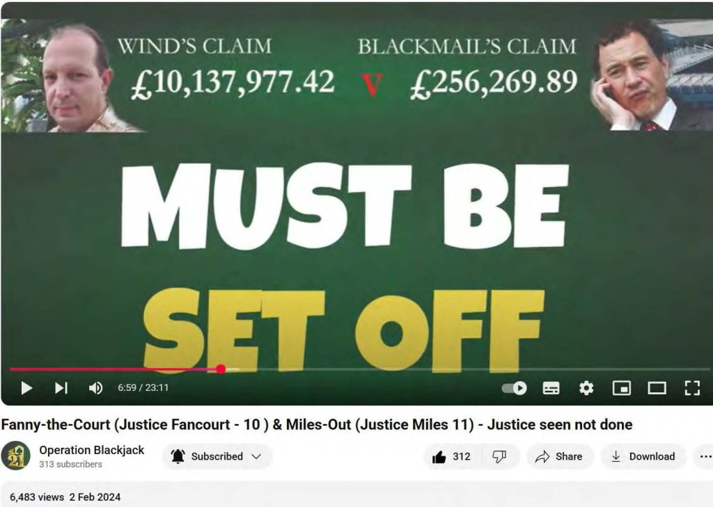 Insolvency set off. Operation Blackjack's documentary video exposing corruption.