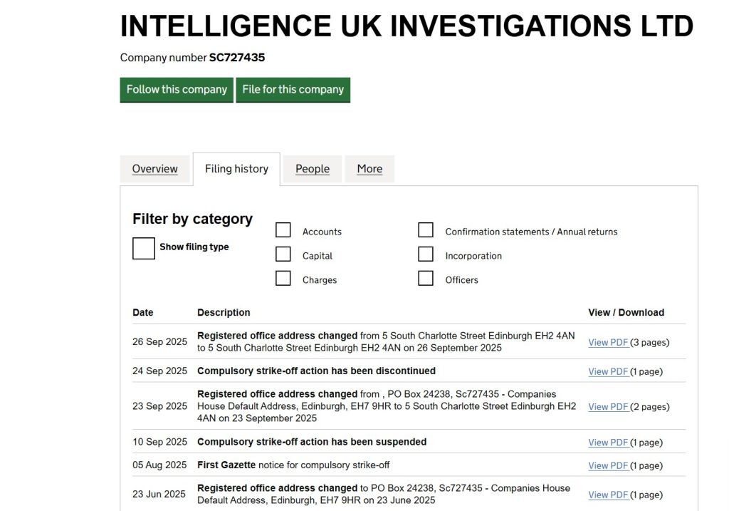 The corrupt government administration colluded with Companies House to falsely represent that the Company address changed, when it did not.  ICCJ Prentis lied, knowing that was where he was to look!