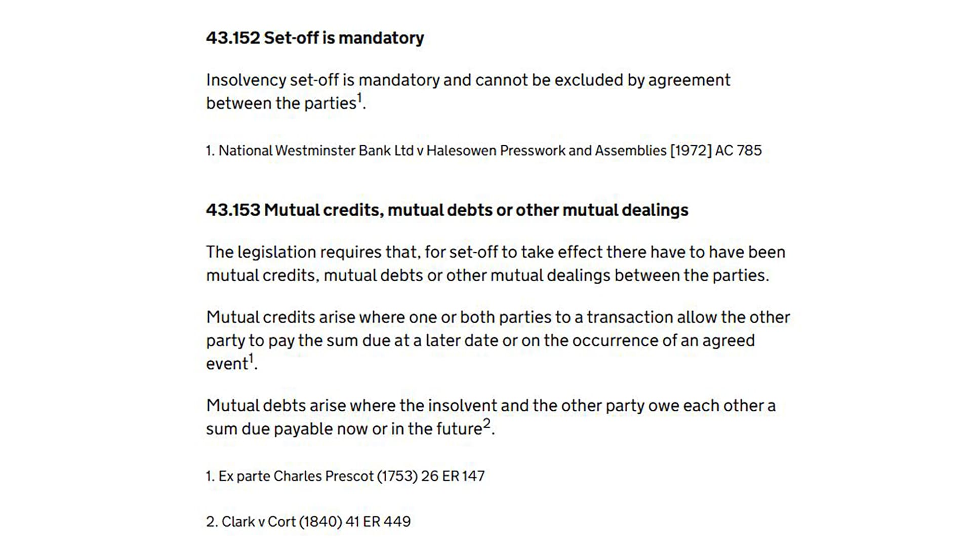 The Insolvency Service Technical Manual for Official Receivers - The law on insolvency set off.