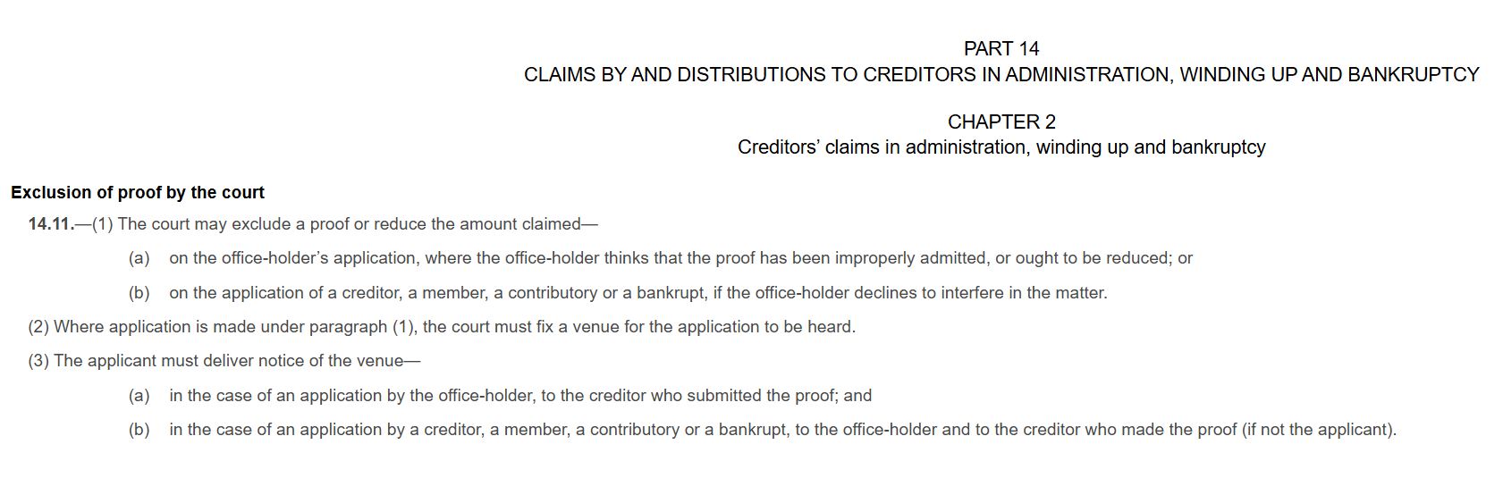 Rule 14.11 of the Insolvency Rules 2016 - The statutory duty of inquiry in relation to a proof of debt