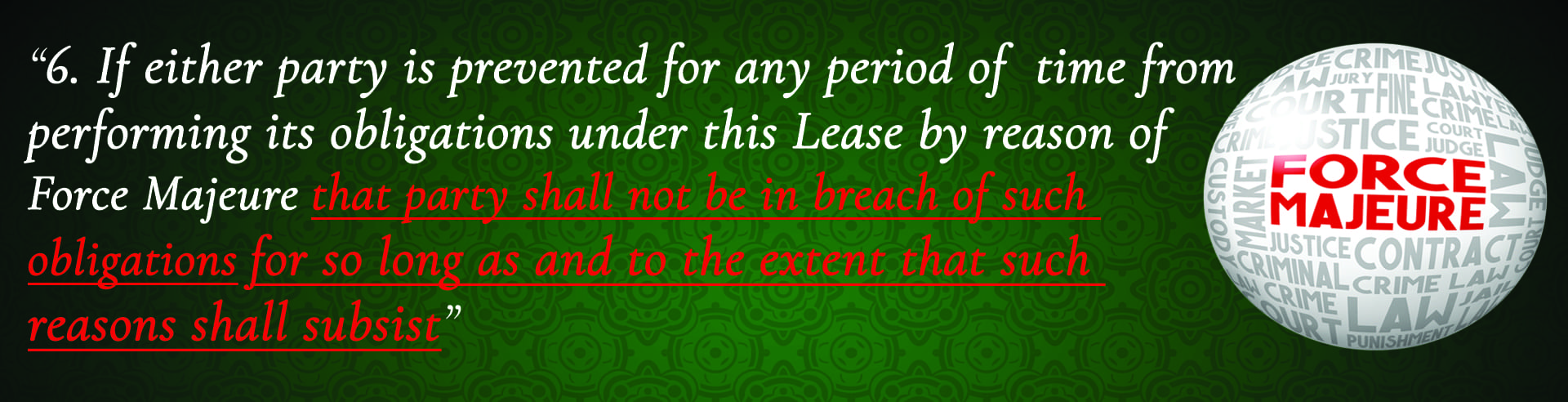 The operative clause of force majeure in the lease