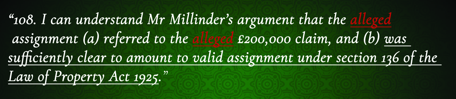 Paragraph 108 of the Chancellor of the High Court's judgment dated 8 February 2019