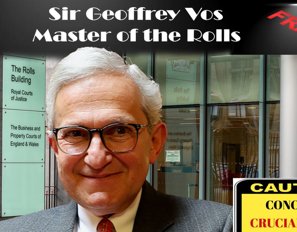 Sir Geoffrey Vos (Lord Justice Vos) is Master of the Rolls.
