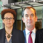 ICC Judge Barber (left) Mr Justice Adam Johnson (middle) and ICC Judge Prentis (right)