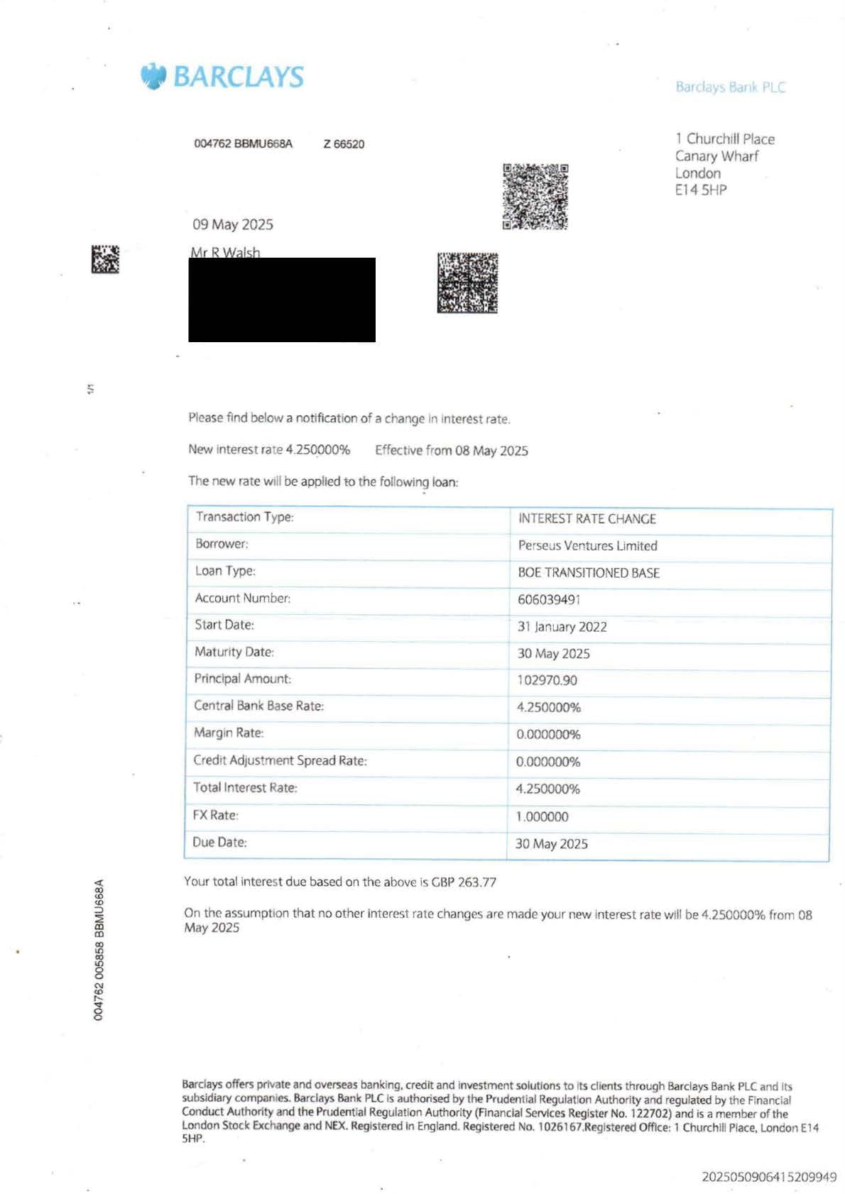 Barclays Bank PLC false accounting loan of 9 May 2025