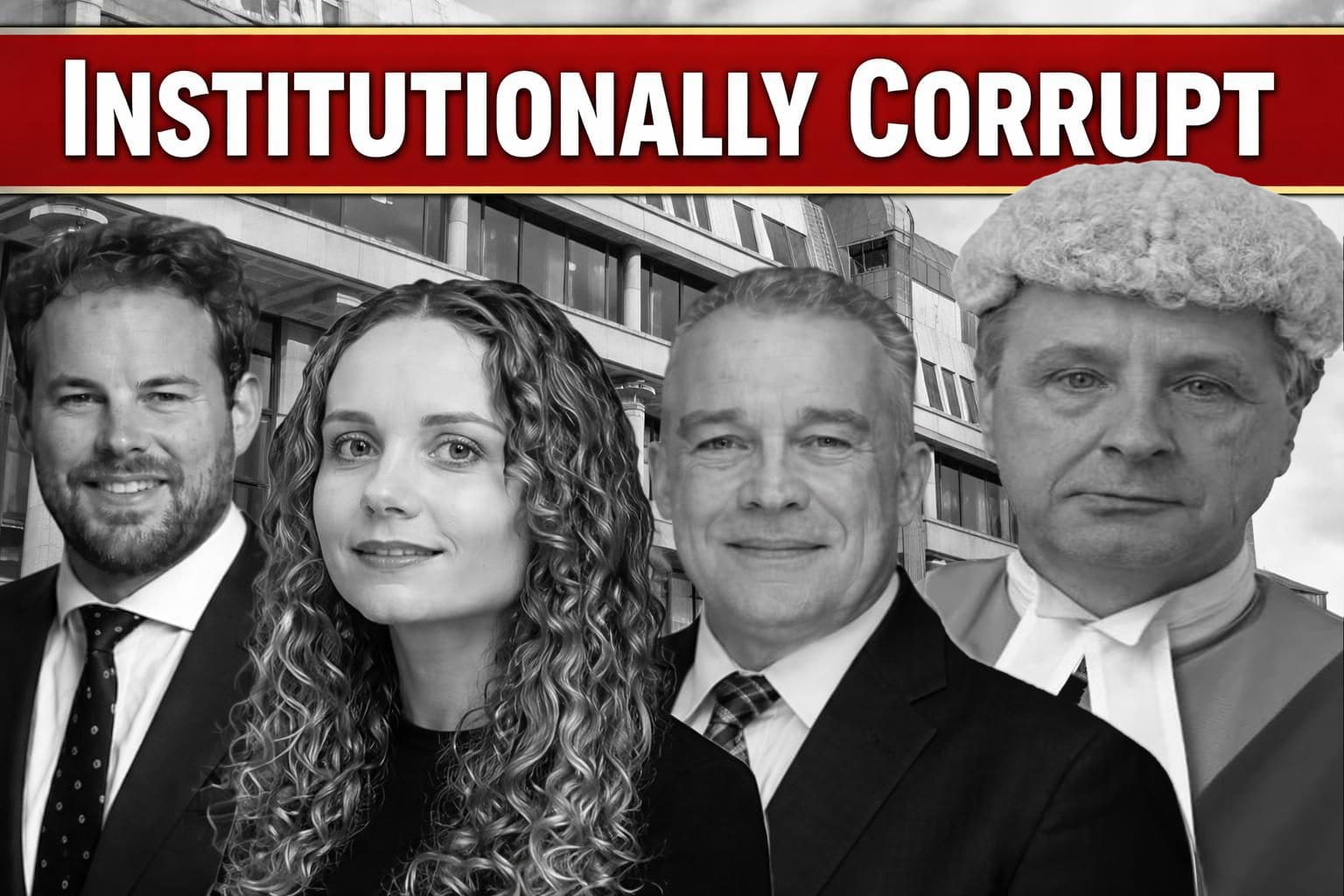 The institutionally corrupt courts of England and Wales (UK). Pictured left: Tom Shepherd - 4 New Square Chambers. Jemima Stephenson - New Park Court Chambers. Right: Nick Cartmell - New Park Court Chambers. Far right: HHJ Prince of Newcastle Crown Court
