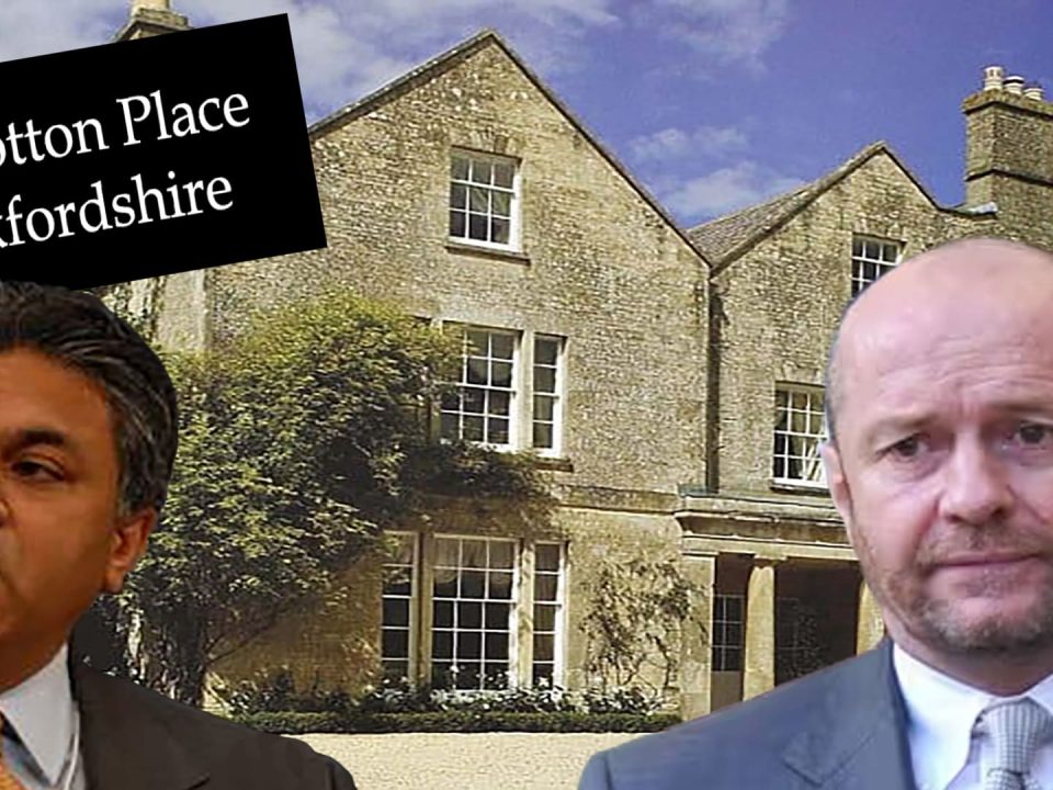 Abraaj Tycoon Arif Naqvi. Middle: Wootton Place - Oxfordshire - Transferred to Blondell Assets Ltd in the BVI by Scott Young and then sold by Naqvi for £12.5 million in 2020. Right: The late Scot Young